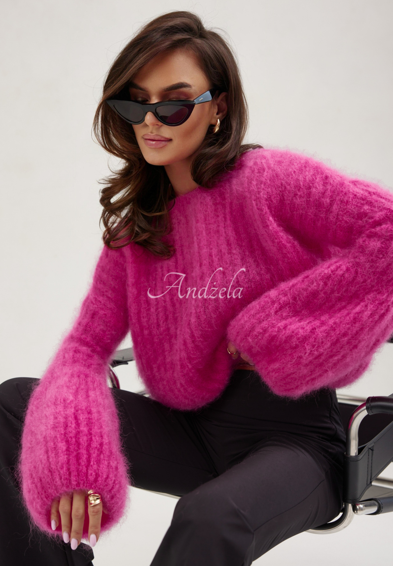 Mohairpullover mit weiten Ärmeln Cocomore Cloudly Fuchsia