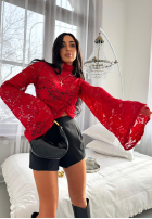 Koronkowa Bluse ze stójką i szerokimi rękawami z wiskozy La Milla Why Not You Rot