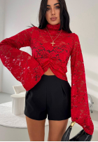 Koronkowa Bluse ze stójką i szerokimi rękawami z wiskozy La Milla Why Not You Rot