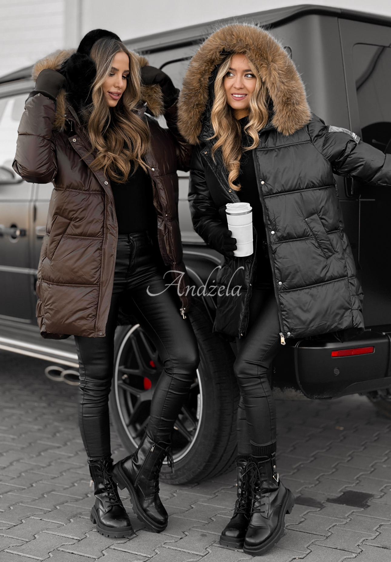 Lange Steppjacke Happy Season Schokoladenbraun