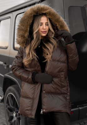 Lange Steppjacke Happy Season Schokoladenbraun