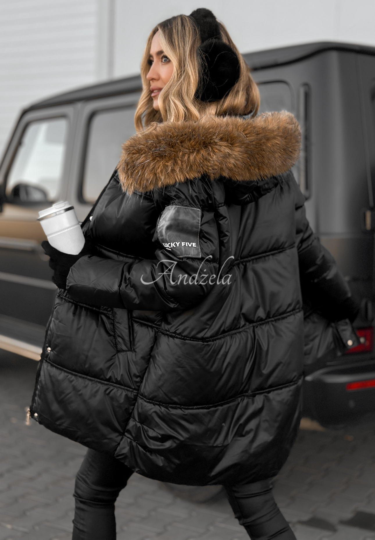 Lange Steppjacke Happy Season Schwarz