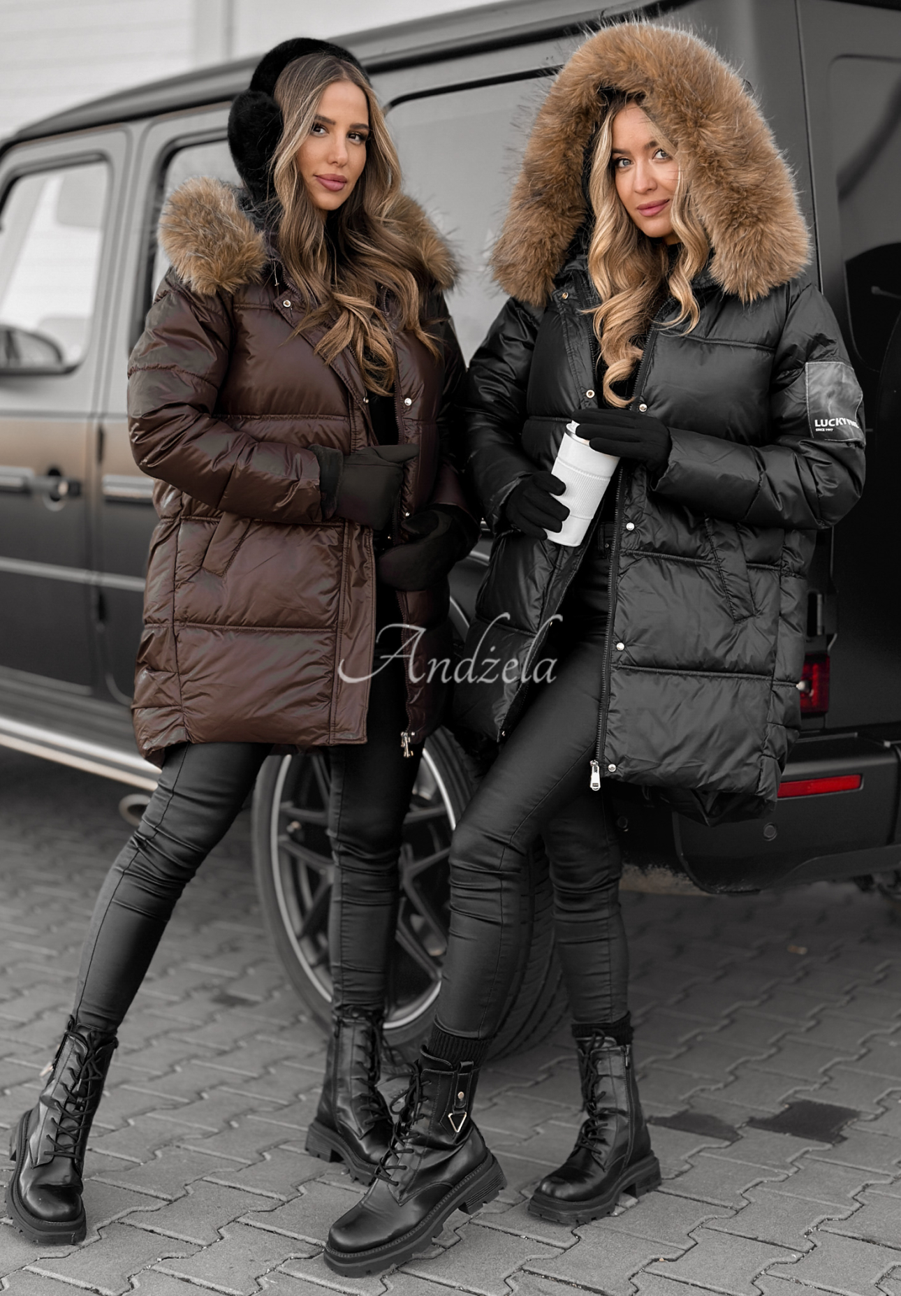 Lange Steppjacke Happy Season Schwarz