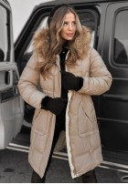 Długa Pikowana Jacke Rivia ciemny beż