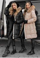 Pikowana Jacke Z Naturalnym Futrem Rivia Schwarz