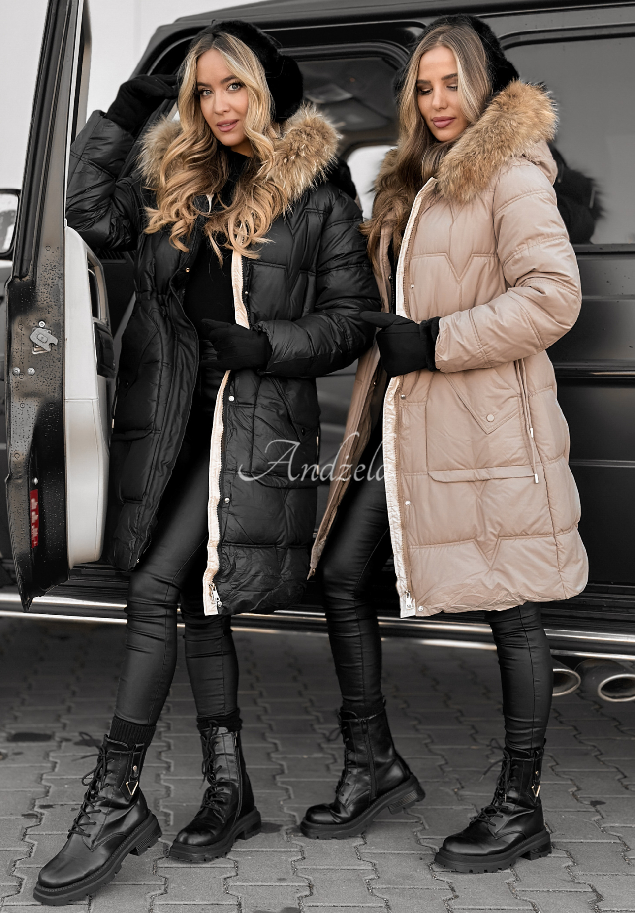 Lange Steppjacke Rivia  Schwarz