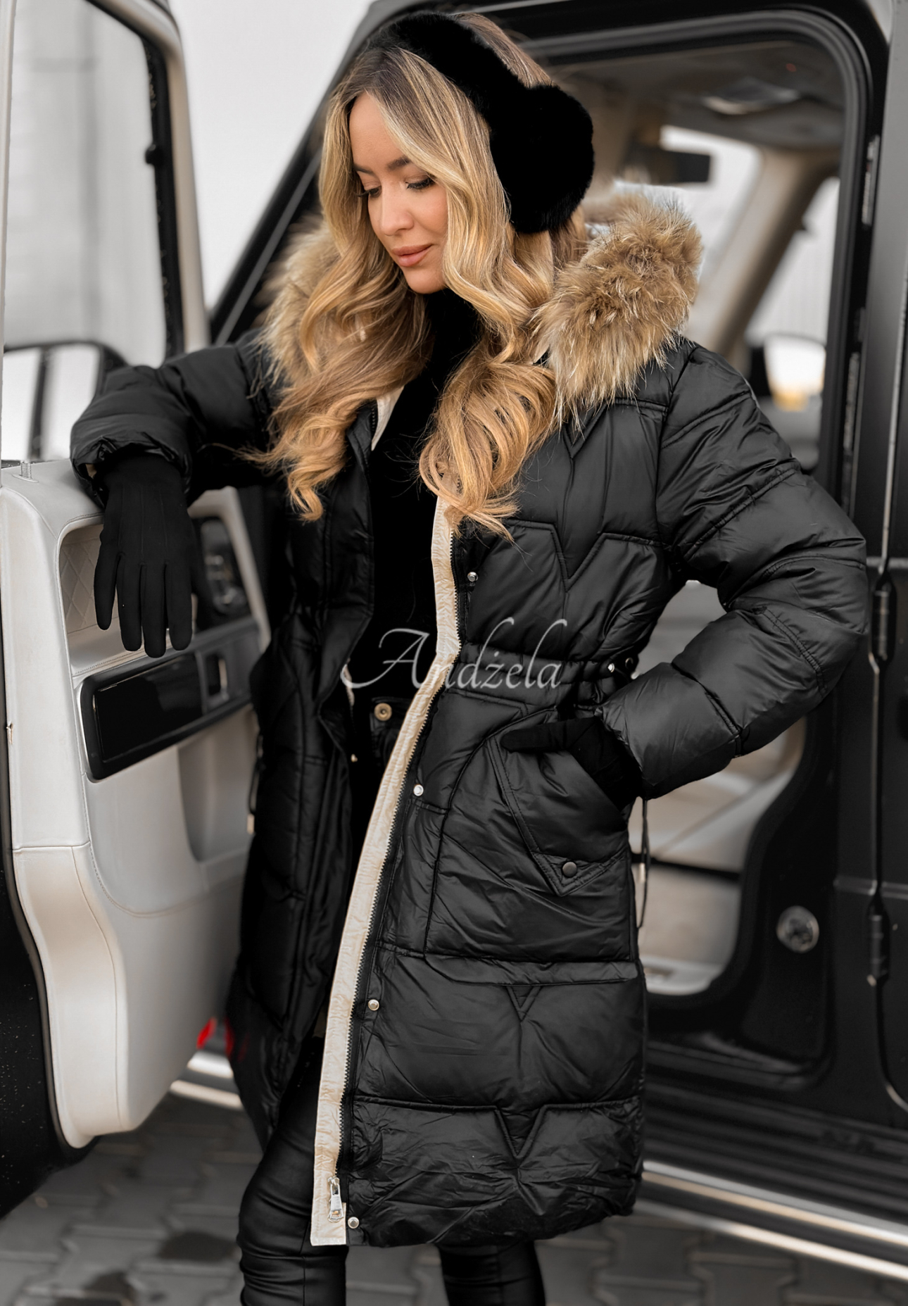 Lange Steppjacke Rivia  Schwarz