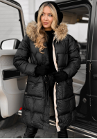 Pikowana Jacke Z Naturalnym Futrem Rivia Schwarz