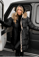 Pikowana Jacke Z Naturalnym Futrem Rivia Schwarz