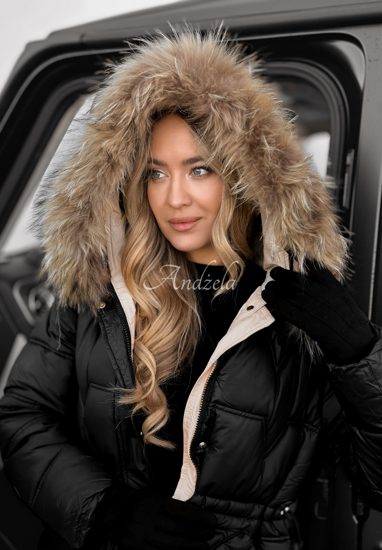 Lange Steppjacke Rivia  Schwarz