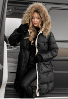 Pikowana Jacke Z Naturalnym Futrem Rivia Schwarz