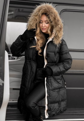 Lange Steppjacke Rivia  Schwarz