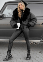 Krótka Jacke z futerkiem Snow Thanks Schwarz