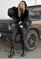 Krótka Jacke z futerkiem Snow Thanks Schwarz