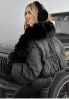 Krótka Jacke z futerkiem Snow Thanks Schwarz