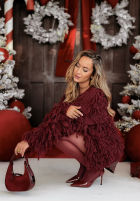 Krótki Cardigan z frędzlami Fringe Burgunderrot