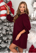 Kleid z bufiastymi rękawami Just One Kiss Burgunderrot