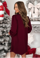 Kleid z bufiastymi rękawami Just One Kiss Burgunderrot