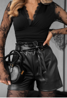 Krótkie skórzane spodenki z paskiem Best Revenge Schwarz
