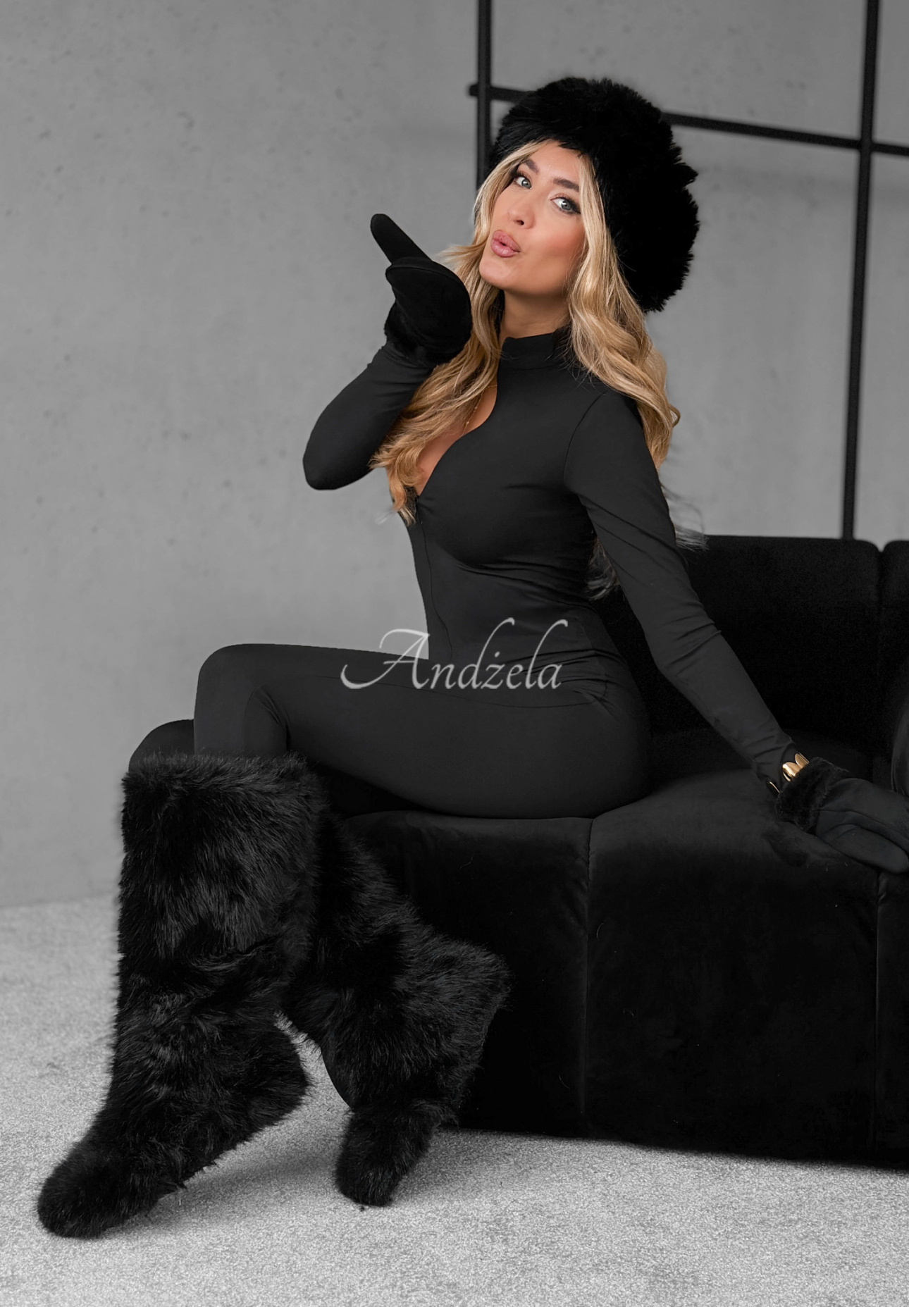 Stirnband mit Kunstfell Not To Allow Schwarz