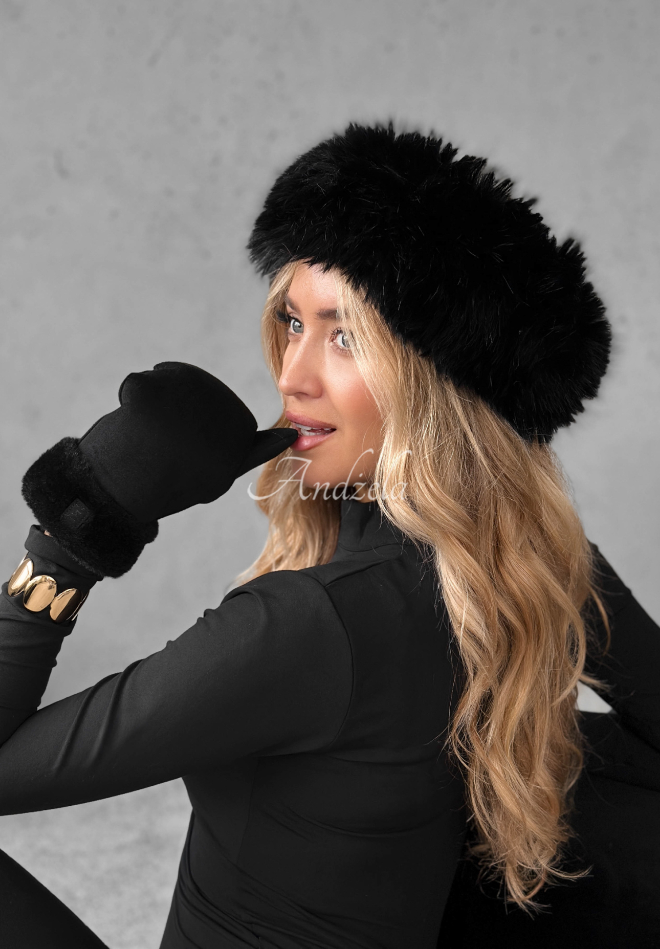 Stirnband mit Kunstfell Not To Allow Schwarz