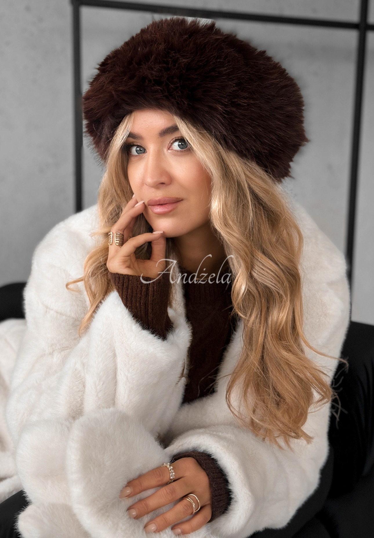 Stirnband mit Kunstfell Not To Allow Schokoladenbraun