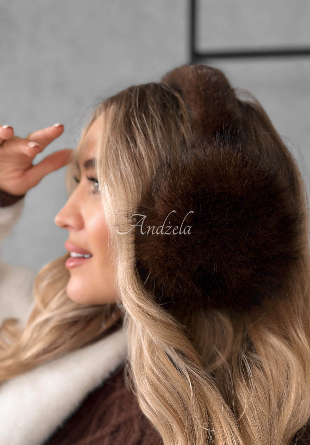 Ohrenwärmer mit Pelz Warm Memories Schokoladenbraun