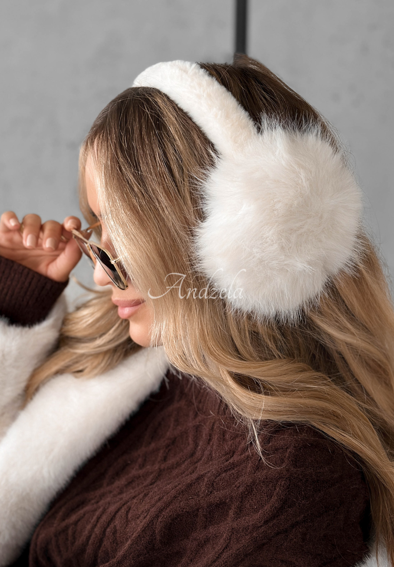 Ohrenwärmer mit Pelz Warm Memories Ecru