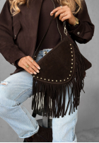 Zamszowa torebka z frędzlami Hold This Moment czekoladowa