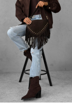 Zamszowa Tasche z frędzlami Hold This Moment Schokoladenbraun