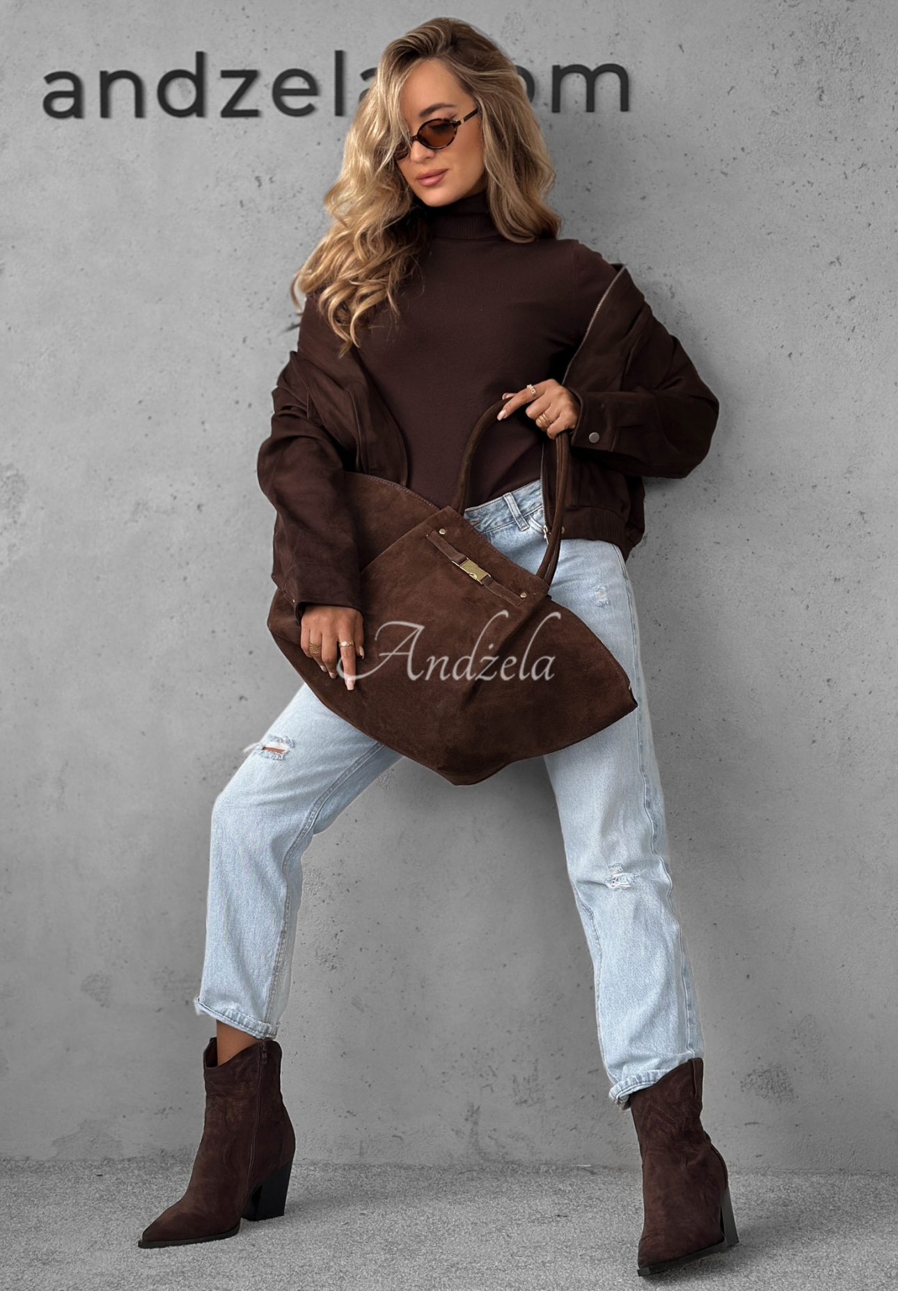 Wildlederhandtasche Almost Ready Schokoladenbraun