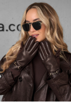 Skórzane Handschuhe Festive Memories Burgund