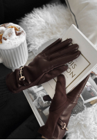 Skórzane Handschuhe Festive Memories Burgund