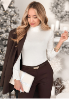 Bluse longsleeve z golfem Your Own Luck Ecru