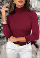 Bluse longsleeve z golfem Your Own Luck Burgunderrot