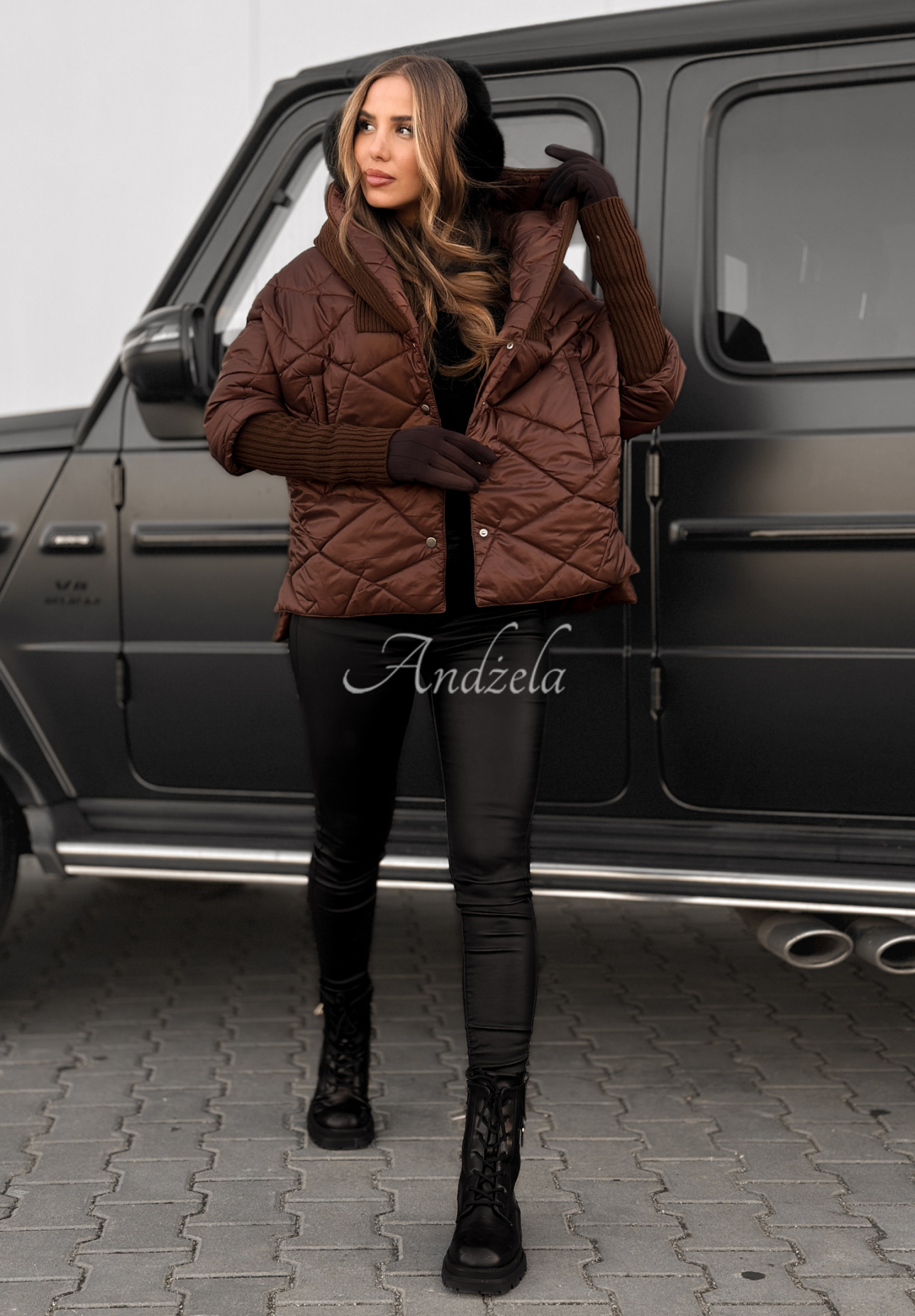 Sancha chocolate oversize hooded jacket