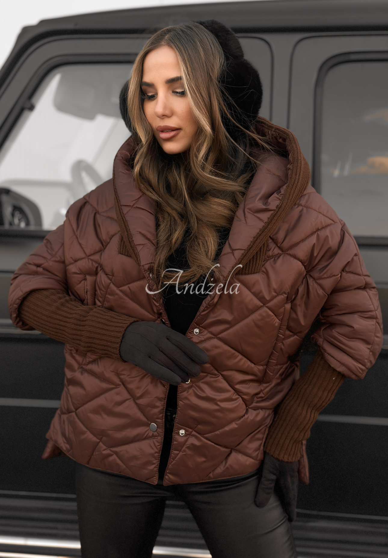 Sancha chocolate oversize hooded jacket