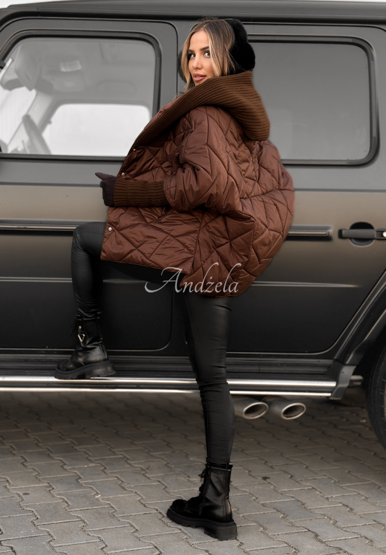 Sancha chocolate oversize hooded jacket