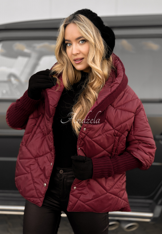 Oversize-Jacke mit Kapuze Sancha Burgunderrot