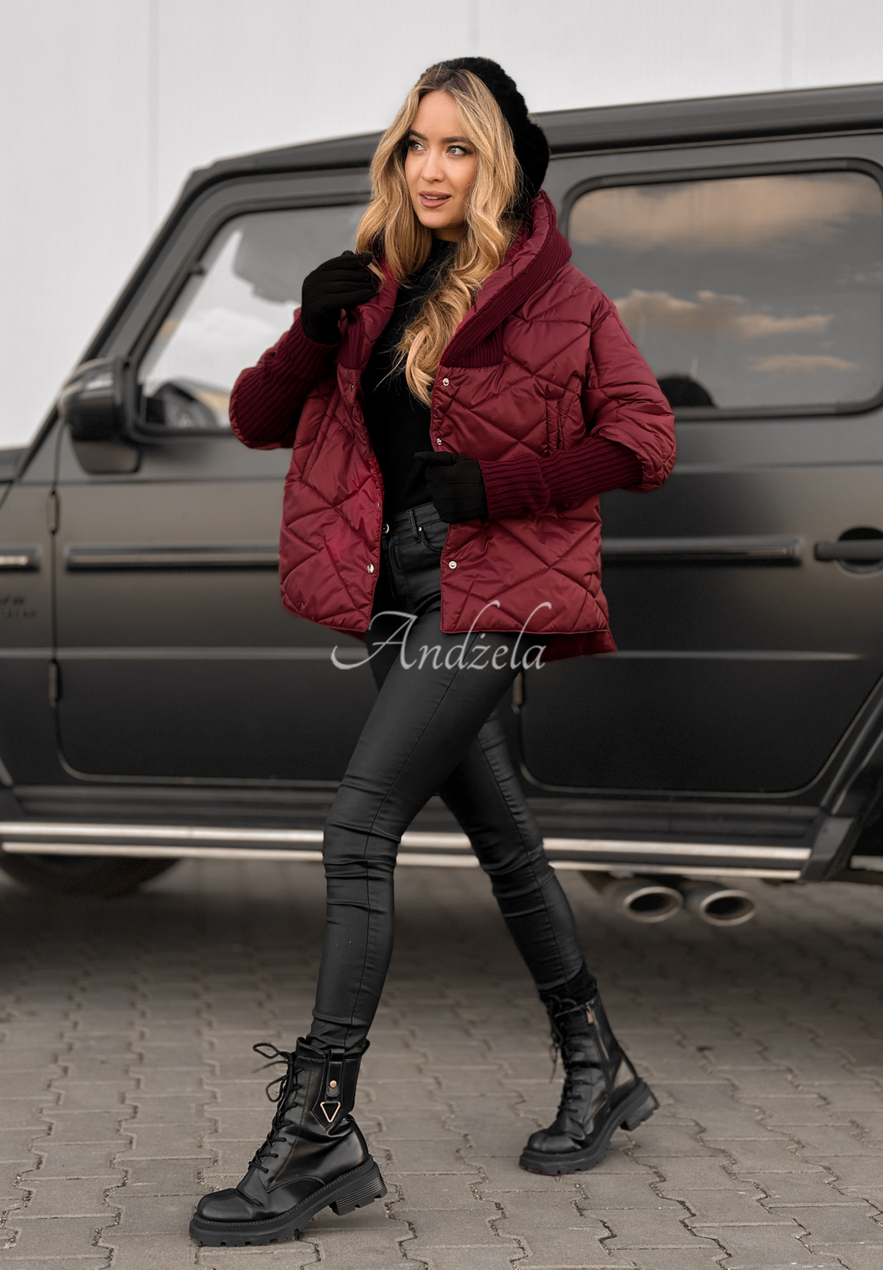 Oversize-Jacke mit Kapuze Sancha Burgunderrot