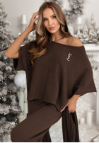 Dzianinowy Set Bluse i Hose Can't Talk Schokoladenbraun