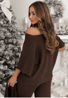 Dzianinowy Set Bluse i Hose Can't Talk Schokoladenbraun