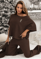 Dzianinowy Set Bluse i Hose Can't Talk Schokoladenbraun