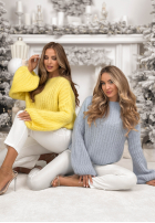 Moherowy Pullover z szerokimi rękawami Better Than That Himmelblau