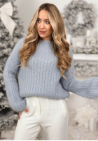 Moherowy Pullover z szerokimi rękawami Better Than That Himmelblau