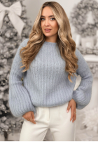 Moherowy Pullover z szerokimi rękawami Better Than That Himmelblau