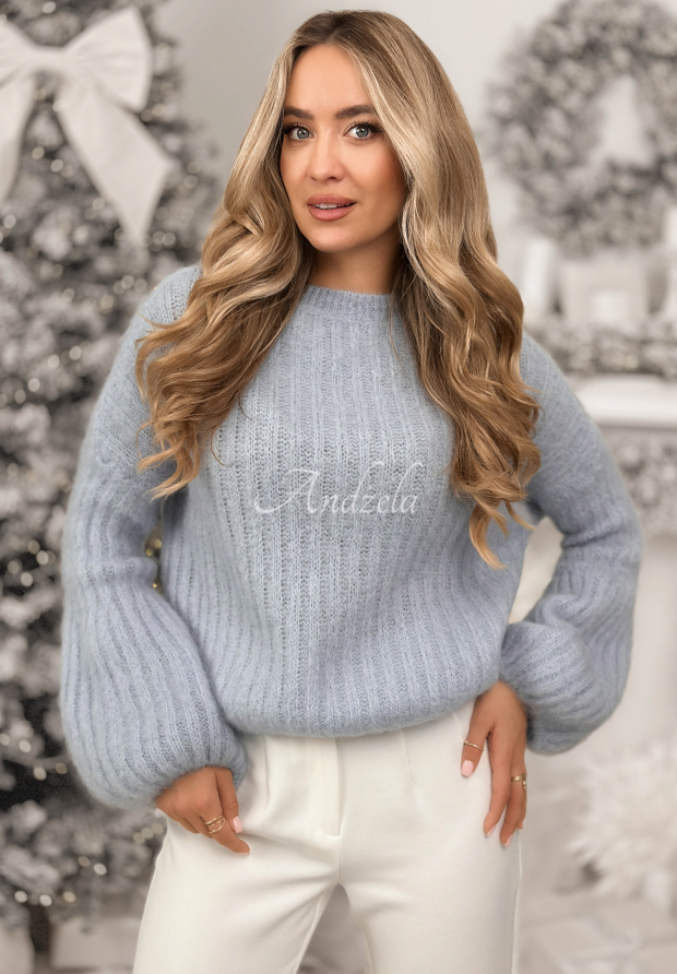 Mohairpullover mit weiten &Auml;rmeln Better Than That Himmelblau