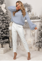 Moherowy Pullover z szerokimi rękawami Better Than That Himmelblau