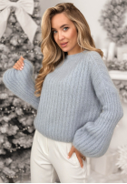 Moherowy Pullover z szerokimi rękawami Better Than That Himmelblau