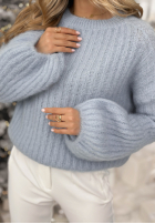 Moherowy Pullover z szerokimi rękawami Better Than That Himmelblau